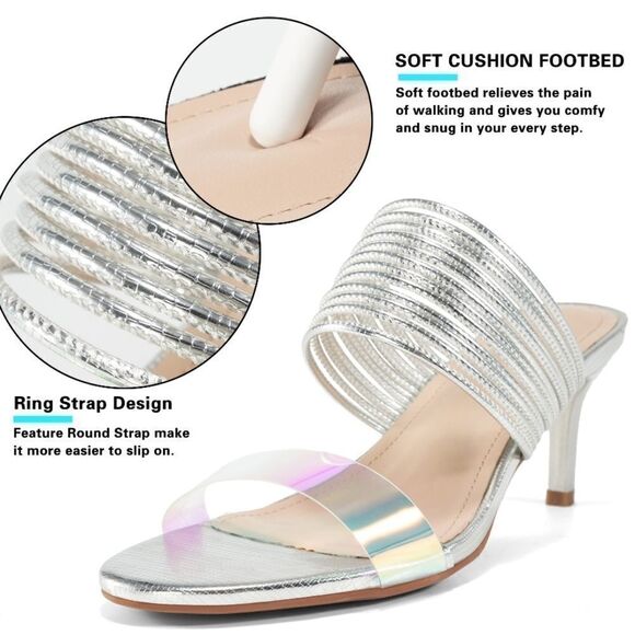 NWOT Women Casual Heeled Open Toe Sandals Pump Size 7.5 - Picture 1 of 9